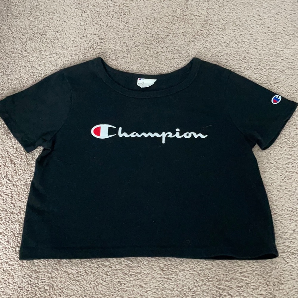 Authentic Black Champion Crop Top